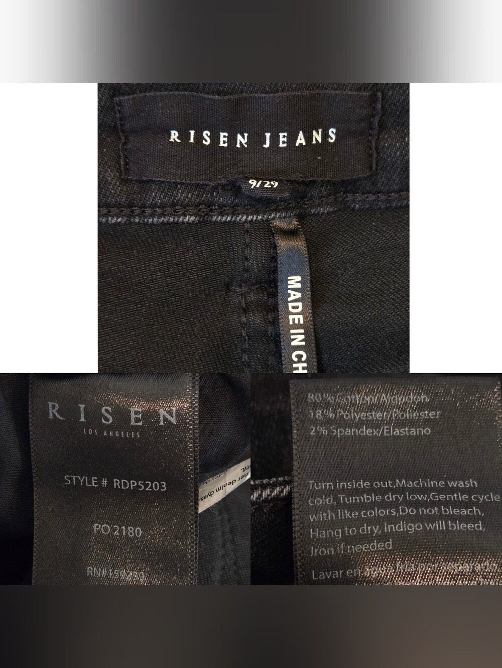 Risen Jeans Mid-Rise Straight Crop Raw Edge Jeans Black Stretch Denim 29 9 - Picture 9 of 10
